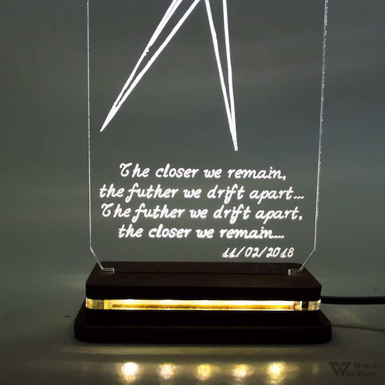 World of Wood Decorative Table Lamp Dali Scissors LED Warm White Love 22x11cm