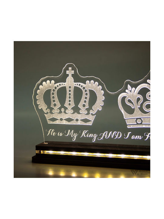 World of Wood Decorative Table Lamp King And Queen LED Warm White Love 12x23cm