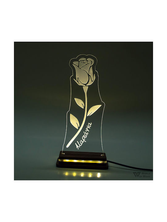 World of Wood Decorative Table Lamp Rose LED Warm White Love 23x9cm