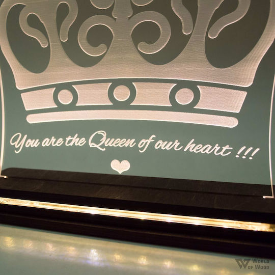 World of Wood Διακοσμητικό Φωτιστικό Queen Of My Heart LED Θερμό Λευκό Love 22x21εκ.