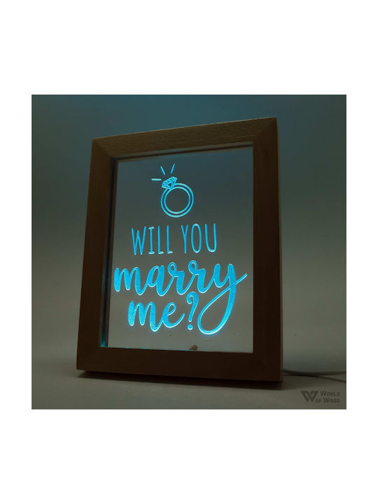 World of Wood Decorative Table Lamp Will You Merry Me LED Love