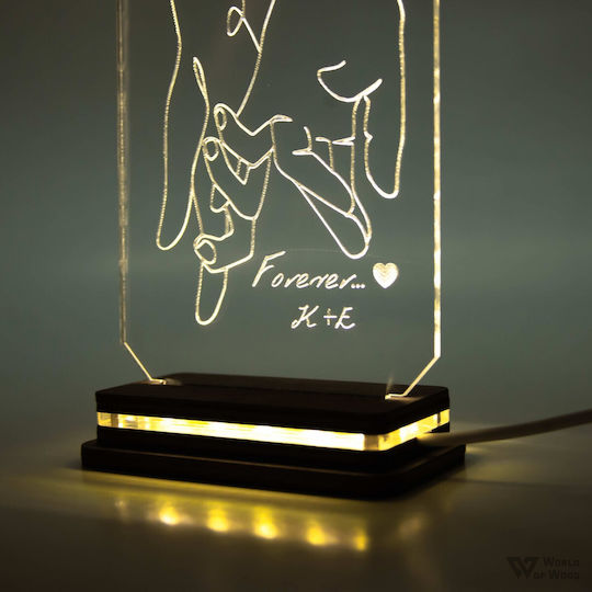 World of Wood Διακοσμητικό Φωτιστικό Take My Hand LED Θερμό Λευκό Love 11x19εκ.