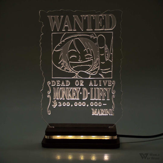 World of Wood Φωτιστικό One Piece - Luffy Wanted LED World of Wood Φωτιστικό One Piece - Luffy Wanted LED