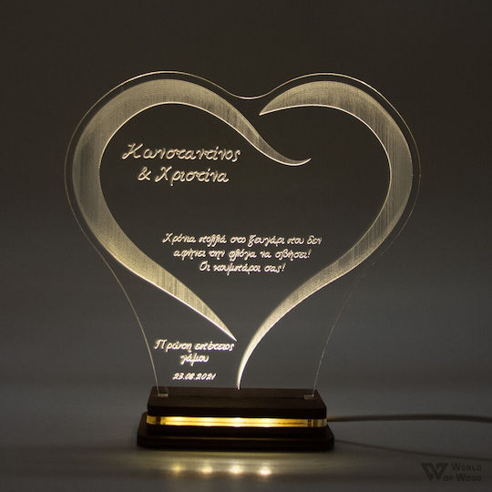World of Wood Dekoratives Tischlicht LED Warmes Weiß Herz 21x20cm