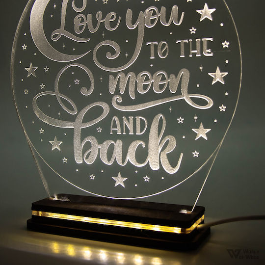 World of Wood Διακοσμητικό Φωτιστικό To The Moon And Back LED Θερμό Λευκό Love 20x18εκ.