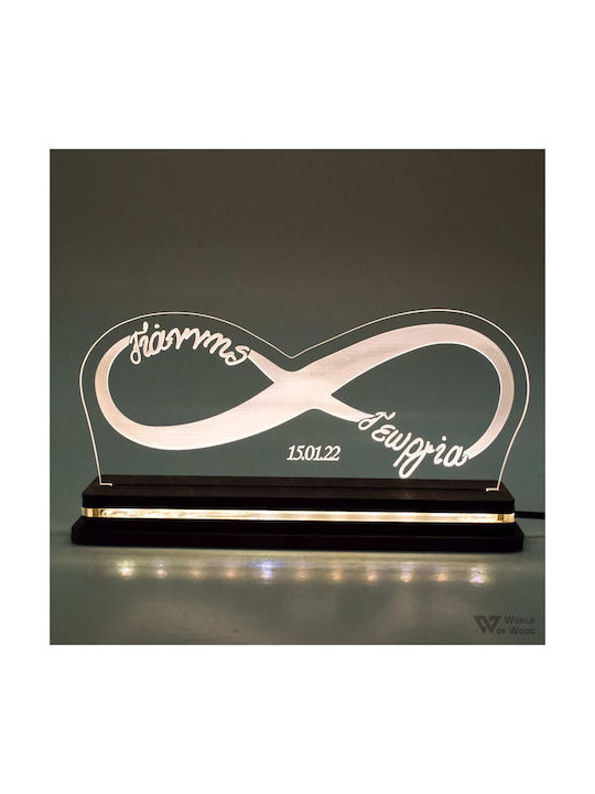 World of Wood Decorative Table Lamp Infinity With Names LED Warm White Love 10x22cm