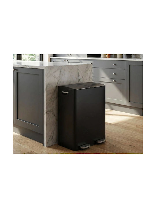 Excellent Houseware Metallic Waste Bin with Pedal Black 30lt