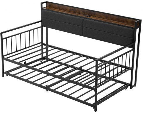 Καναπές Κρεβάτι Ημίδιπλο για Στρώμα 110x190cm Μαύρο Καναπές Κρεβάτι Ημίδιπλο για Στρώμα 110x190cm Μαύρο