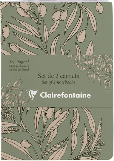 Clairefontaine Set Of 2 Notebooks A6 32 Sheets With White Pages White GREEN