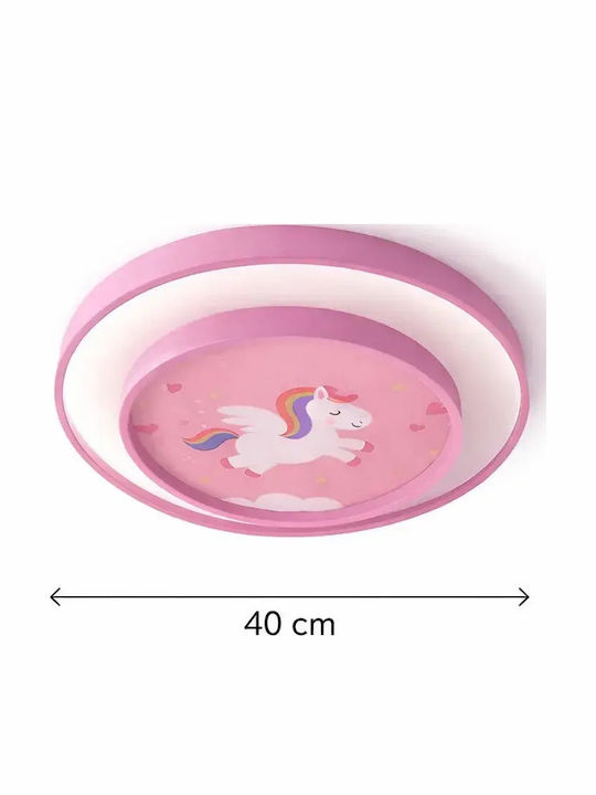 Παιδικό Φωτιστικό Unicorn Ροζ Led Διπλό Με Τηλεχειρισμό 40x40cm