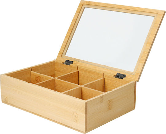 Box for Tea Coffee with Lid Wooden Transparent 16x7x24cm