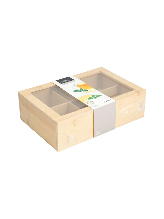 Box for Tea Coffee with Lid Wooden Transparent 16x7x24cm