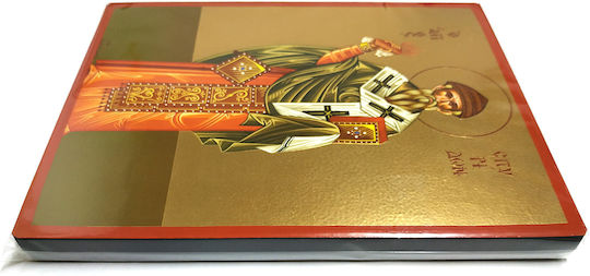 Saint Spyridon Bishop of Trimythous Cyprus Full Body Flat Paper Icon Category Tal No 2 Dimension 19.5cm X 26.0cm Wood Mdf Icon S&k Byzantine Icons