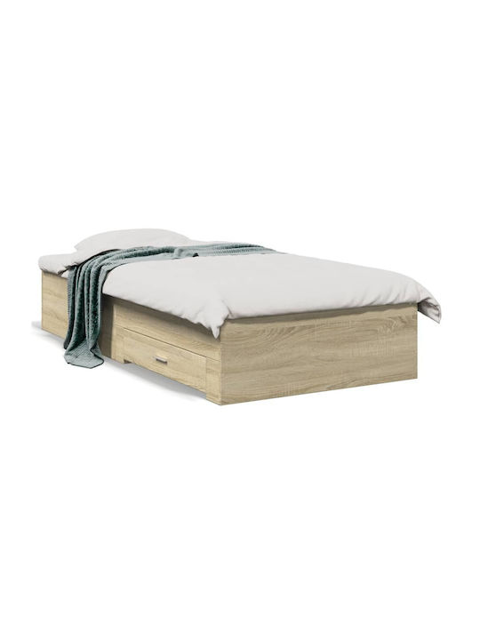 Betten Einzel Holz Beige mit Lattenrost für Matratze 75x190cm