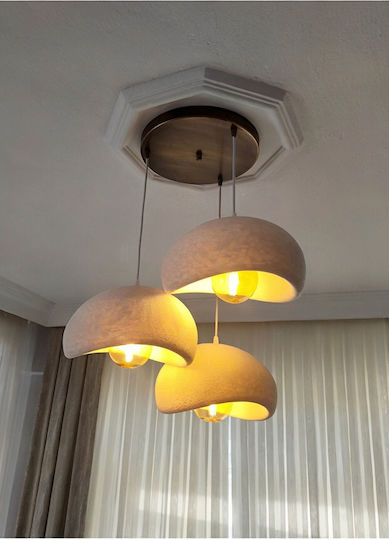 SteweHome Deckenleuchte 3 Lichtquellen Beton-Optik Boho Rustikal Gold Gebleicht 29x17 cm