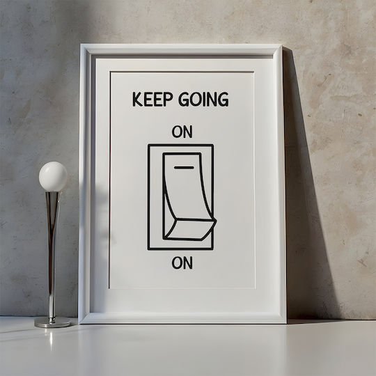 Quote Poster Keep Going On Pq175 21cm X 30cm Κορνίζα Φυσικό Ξύλου Μπεζ