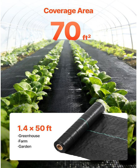 Vevor JBXBZ1450FT38Q1W4001V0 Agro Textilien Bodendecker 90gr/m² 0.4x15.2m Schwarz