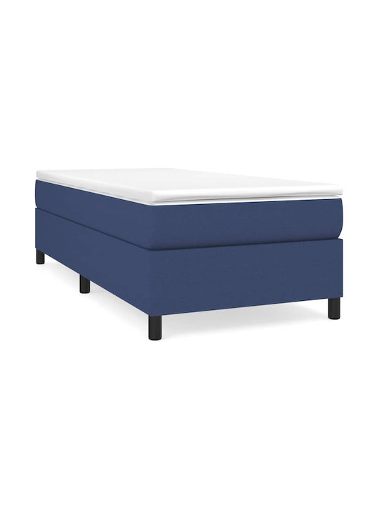 Mattress Bed Single Upholstered with Fabric Blue for Mattress 90x190cm