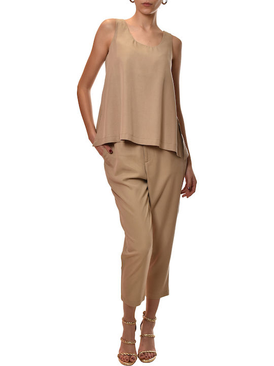 Women's Sleeveless Blouse Beige