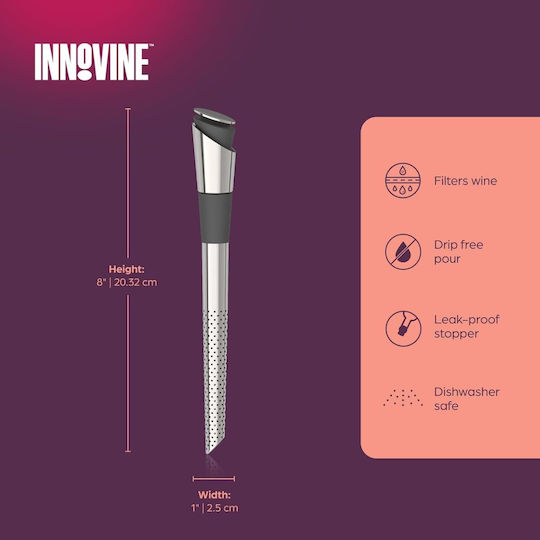 Innovine Flow Cap for Wine Bottles with Gray Cork