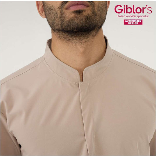 Jachetă Bucătar Mânecă Scurtă Bej Slim Fit Sintetic Ruben