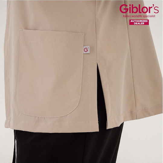 Jachetă Bucătar Mânecă Scurtă Bej Slim Fit Sintetic Ruben