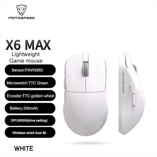 Darmoshark X6 Max Ασύρματο Gaming Ποντίκι Λευκό