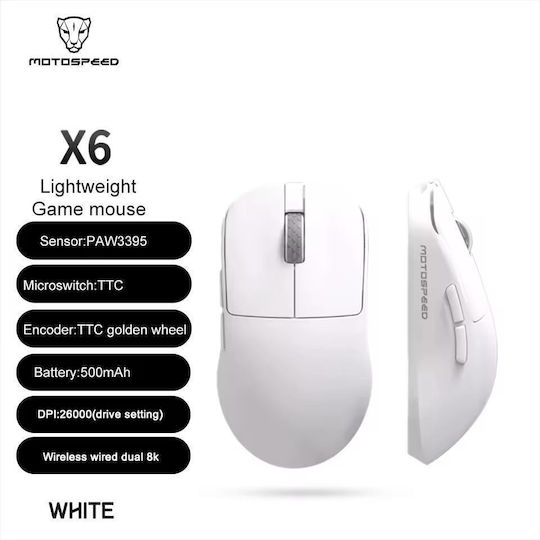 Darmoshark X6 Ασύρματο Gaming Ποντίκι Λευκό