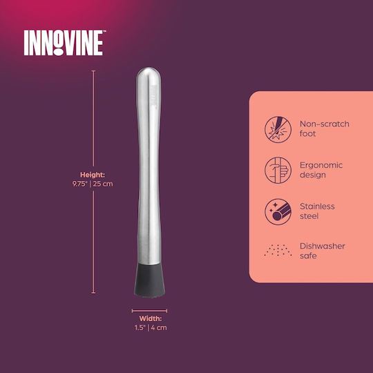 Innovine Muddler Cocktail Stainless Steel Protective Base
