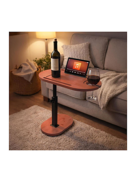 Relaxdays Beistelltisch Aus Bambus Oval Braun M40xP22xH82cm