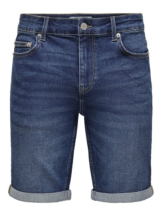 Pantalon Scurt Denim Albastru Bărbați