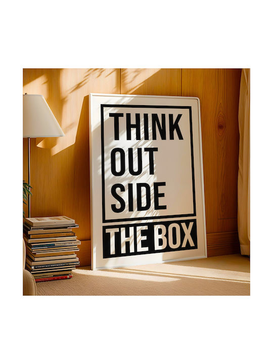 Quote Poster Think Outside Box Pq179 30cm X 40cm Κορνίζα Φυσικό Ξύλου Μπεζ