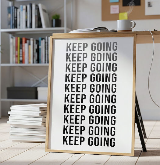 Quote Poster Keep Going Pq177 21cm X 30cm White Wooden Frame