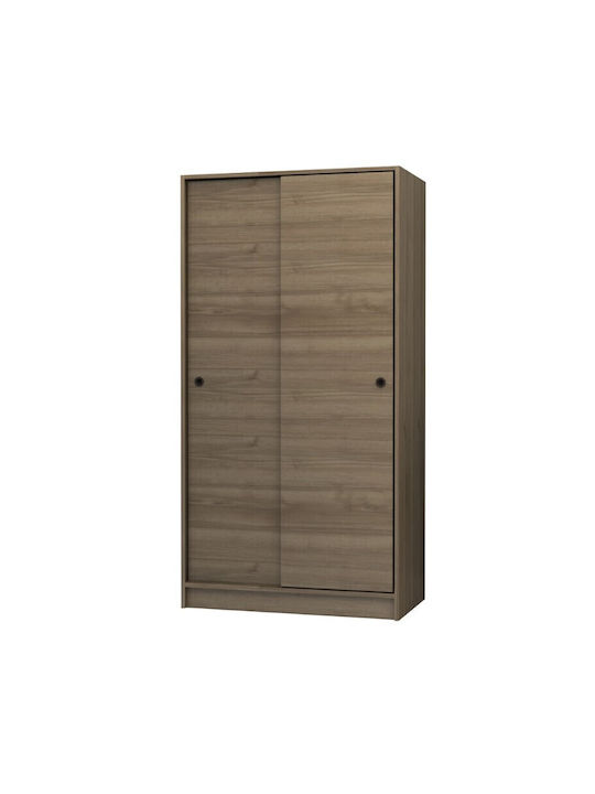 Double Door Wardrobe Sliding Misra Walnut 94x52x182cm