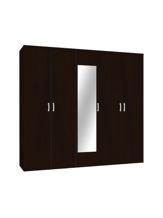 Пет врати Гардероб Luna с Огледало Wenge Shade 220x52x200см