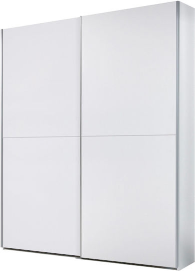 Tiempo Δίφυλλη Ντουλάπα Συρόμενη με Πατάρι 170x59x195.5cm Λευκή Tiempo Δίφυλλη Ντουλάπα Συρόμενη με Πατάρι 170x59x195.5cm Λευκή