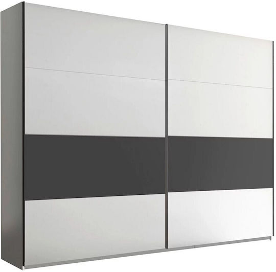 Ontario Δίφυλλη Ντουλάπα Συρόμενη 300x64x225cm Λευκή +Μαύρο Ontario Δίφυλλη Ντουλάπα Συρόμενη 300x64x225cm Λευκή +Μαύρο