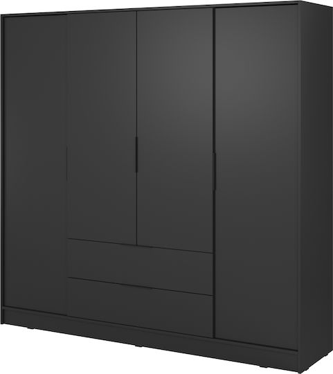 Kelly Τετράφυλλη Ντουλάπα 206x51x200cm Ανθρακί Kelly Τετράφυλλη Ντουλάπα 206x51x200cm Ανθρακί