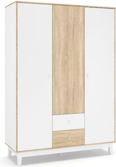 Awell Τρίφυλλη Ντουλάπα 153.5x54.5x216cm Sonoma / Λευκό Awell Τρίφυλλη Ντουλάπα 153.5x54.5x216cm Sonoma / Λευκό
