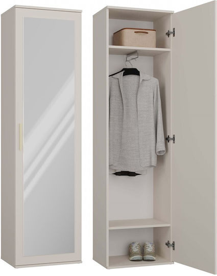 Μονόφυλλη Ντουλάπα με Καθρέπτη 50x35x180cm Μπεζ Μονόφυλλη Ντουλάπα με Καθρέπτη 50x35x180cm Μπεζ