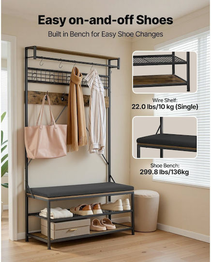 Vevor Hallway Furniture with Hanger Shoe Rack Wardrobe & Bench 40x16x97cm