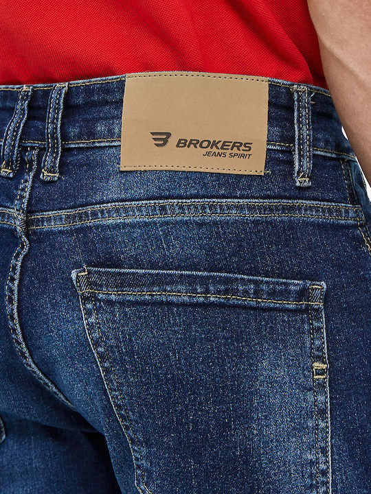 Men's Elastic Jeans Pants with Slim Fit Blue