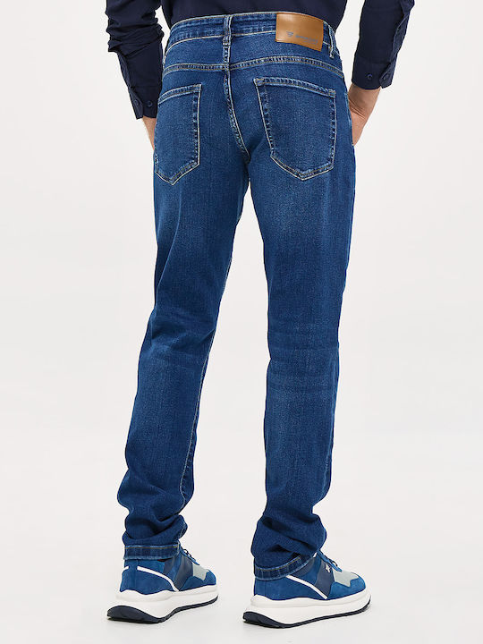 Men's Elastic Jeans Pants with Regular Fit Blue