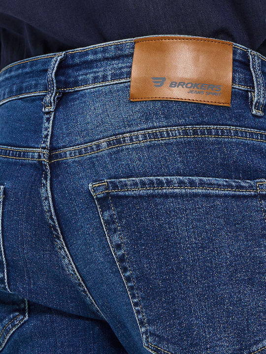 Men's Elastic Jeans Pants with Regular Fit Blue
