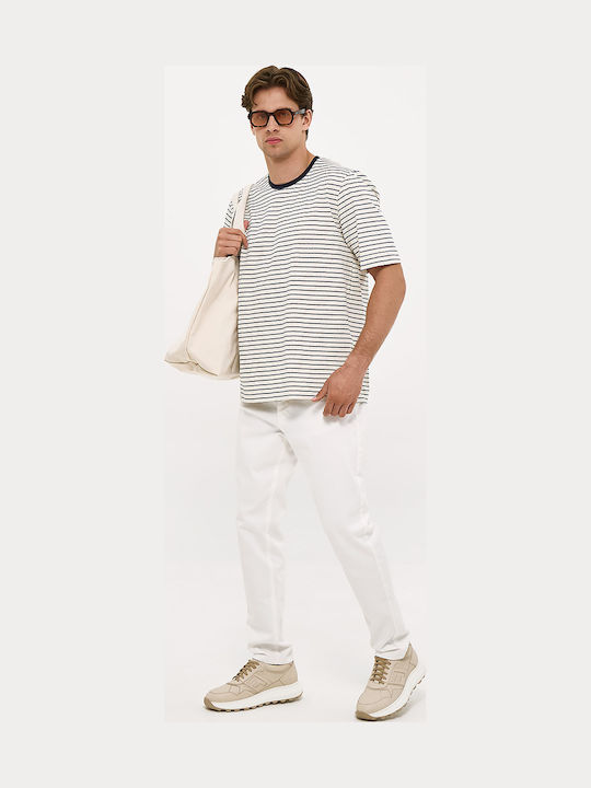 Men's Elastic Jeans Pants with Slim Fit White