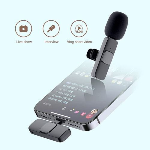 Apexel K9 Lightning Wireless Condenser (Small Diaphragm) Microphone Πέτου, Clip On for Mobile