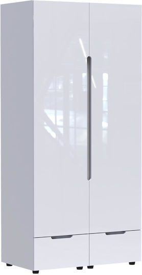 Afina Δίφυλλη Ντουλάπα 100x57x213cm Λευκή Glossy Απόχρωση