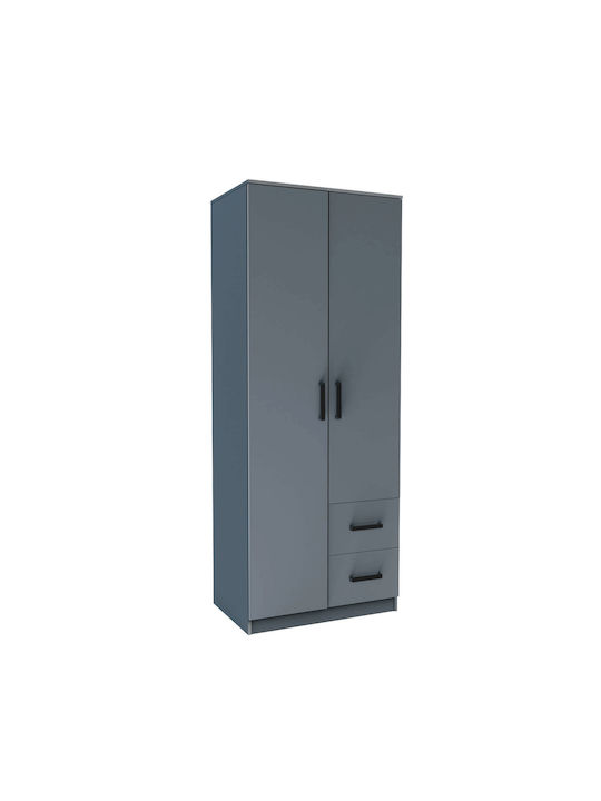 Double Door Wardrobe Simple Graphite 80x52x205cm