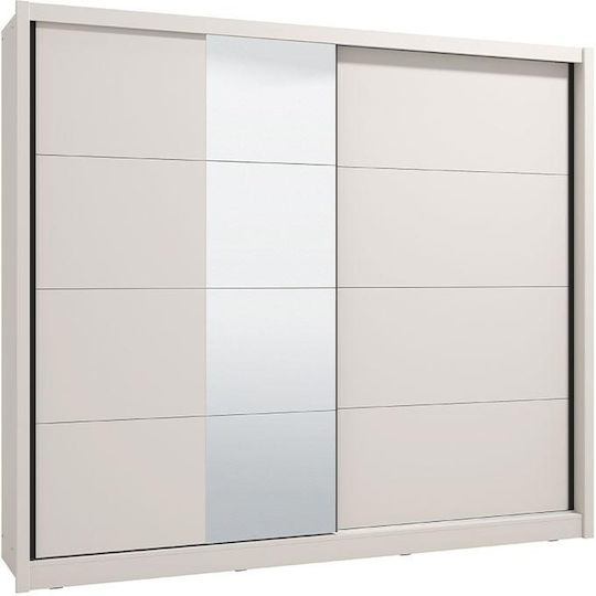 Ușă dublă Glisare cu Oglindă Albi 245x60x216cm Cashmere