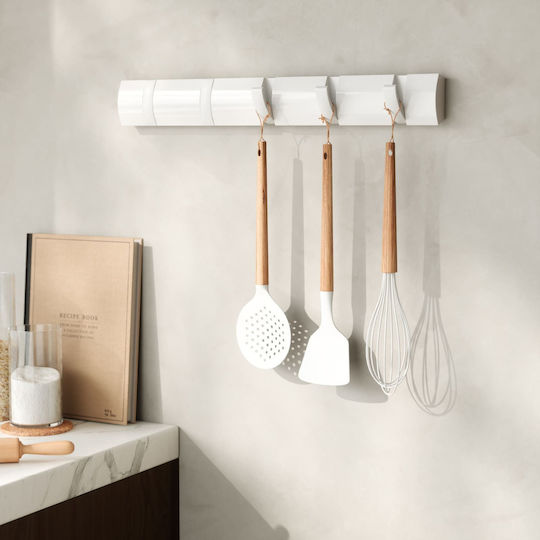 Umbra Κρεμάστρα Τοίχου Flip 5 Ξύλινη 5 Θέσεων Λευκή 50.8x2.5x7.6cm